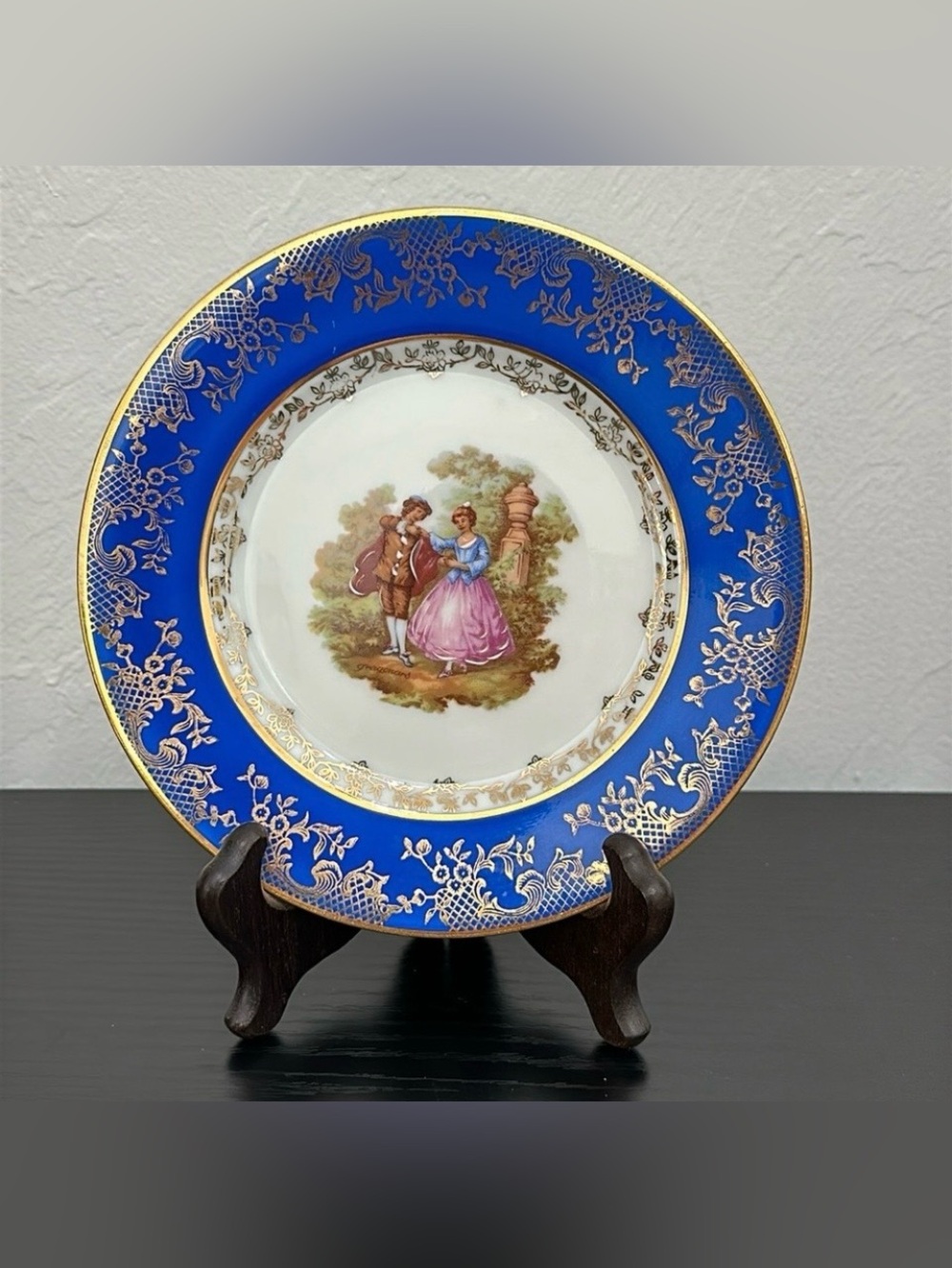 🌹 Limoges France Rehausse Main Porcelain 24k Gold Accent 6.25” Plate